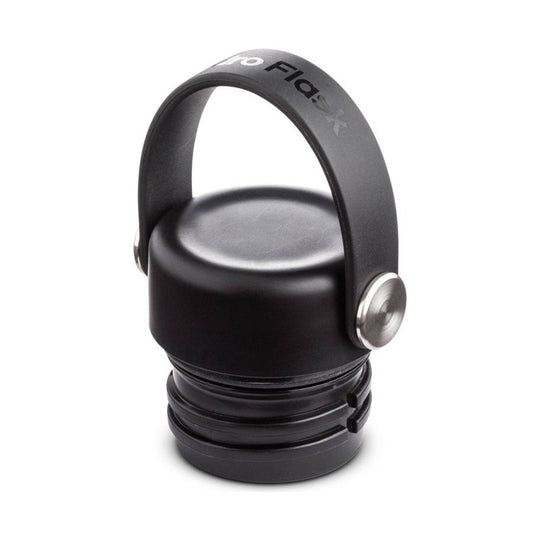 Black bottle cap with a loop handle and silver side hinges
