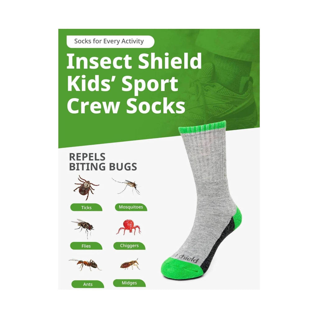 Insect Shield Kids' Sport Crew Socks - Grey Heather - Lenny's Shoe & Apparel