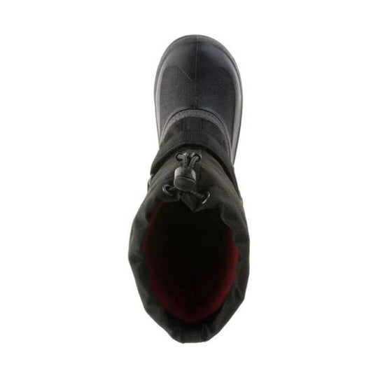 Black winter boot with a pull-on collar and rubber shell