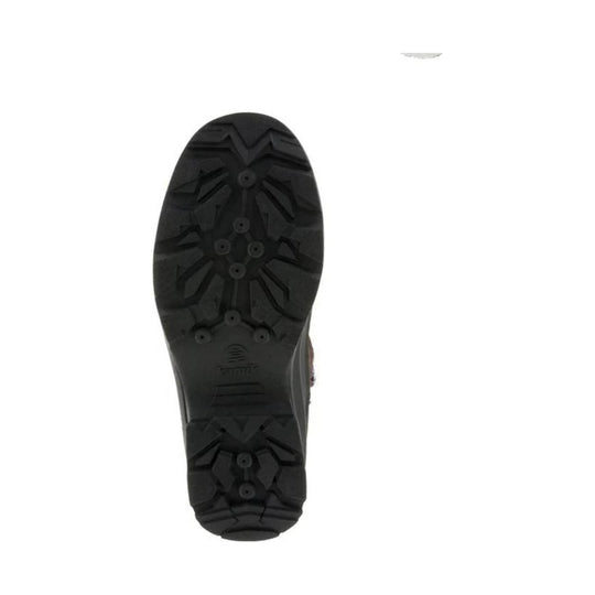 Black winter boot outsole with deep tread and molded lugs