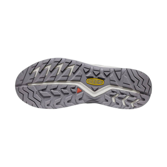 Gray hiking shoe outsole with a KEEN logo at the center