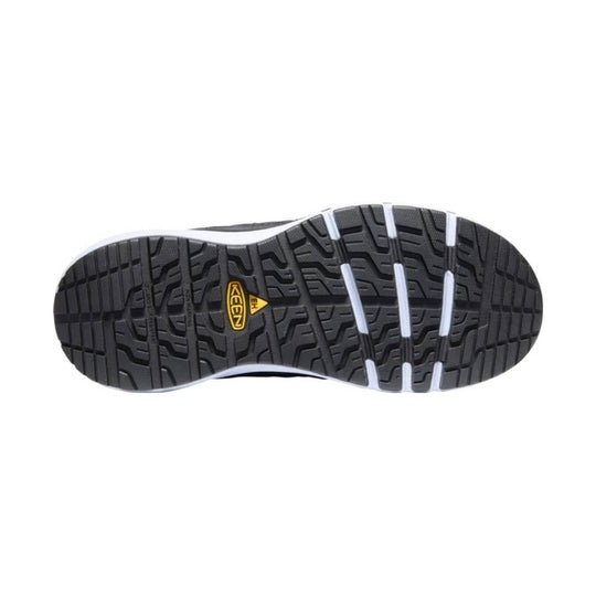 Black work shoe outsole with KEEN and EH markings