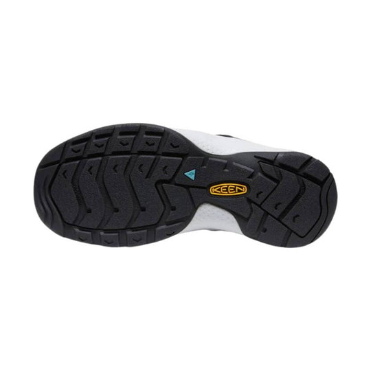 Black rubber outsole with deep tread and KEEN logo