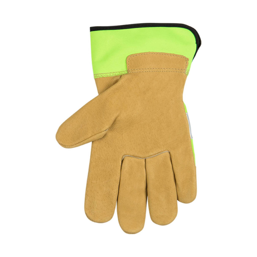 Kinco Men's Hi-Vis Green and Grain Pigskin Palm Work Gloves - Beige/Green - Lenny's Shoe & Apparel