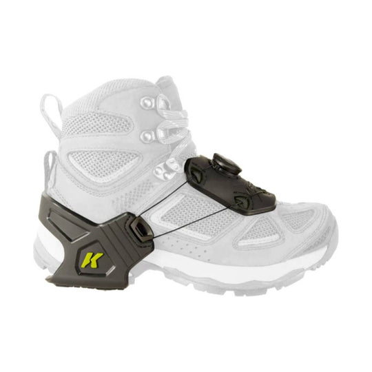 White insulated boot with dark side clasp and lace-up upper, shown in side view