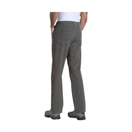 Dark gray men’s straight-leg hiking pants shown from the back