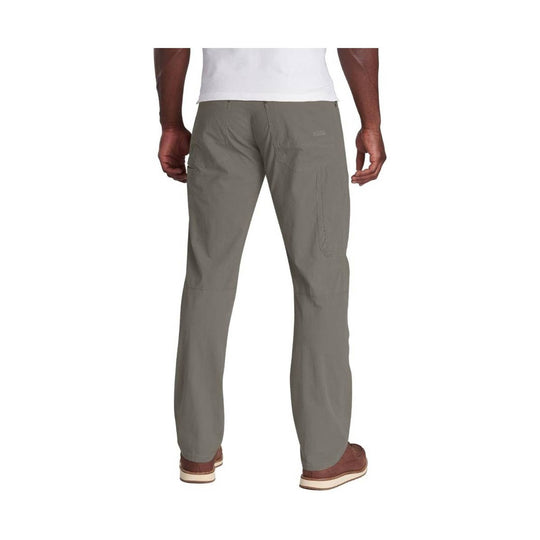 Gray straight-leg pants shown from the back