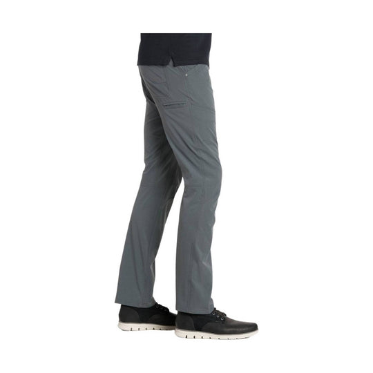 Gray straight-leg hiking pants shown in side view