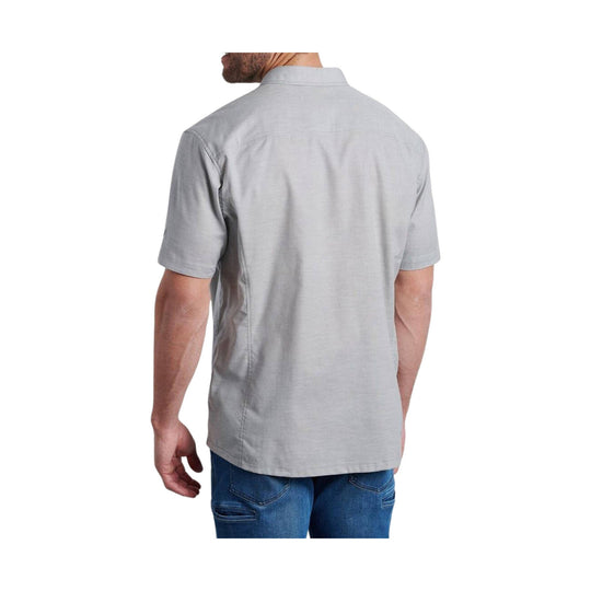 Light gray short-sleeve collared shirt shown from the back