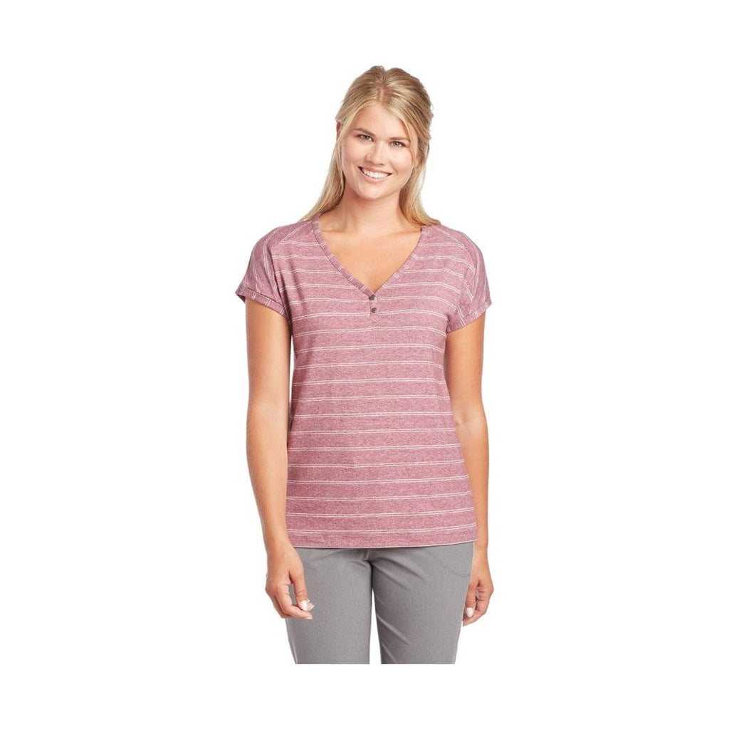 Kuhl Women's Lisette Short Sleeve Shirt - Sangria/Stripe - Lenny's Shoe & Apparel