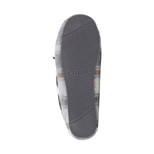 Gray slip-on shoe sole with wavy tread pattern and LAMO logo