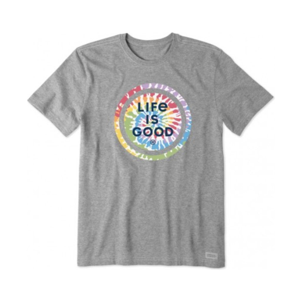 Life Is Good Men's Coin Crusher Tie Dye Tee - Heather Gray - Lenny's Shoe & Apparel