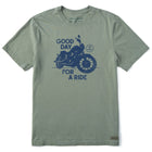 Life Is Good Men's Good Day For a Ride Motorcycle Crusher Lite Tee - Moss Green - Lenny's Shoe & Apparel