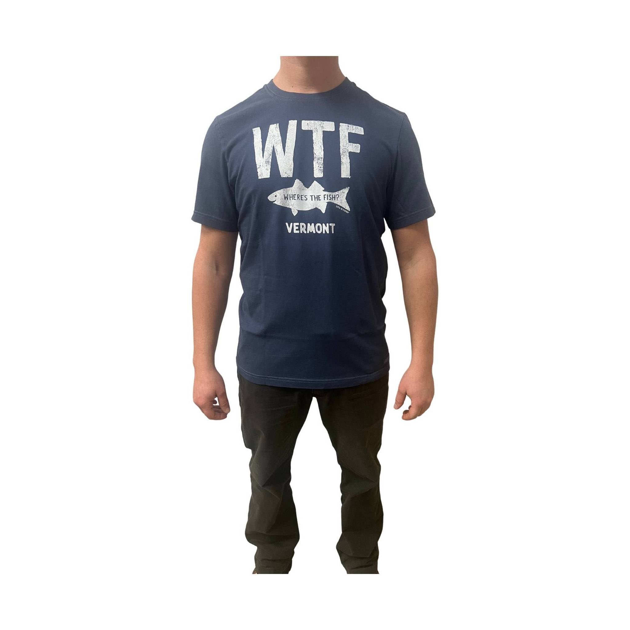 Life Is Good Men's Vermont Exclusive Wheres The Fish - Navy M / Navy Blue