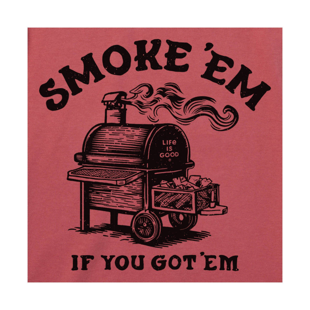 Life Is Good Men's Woodcut Smoke'em Short Sleeve Tee - Faded Red - Lenny's Shoe & Apparel