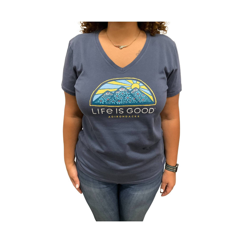 Life Is Good Women's Adirondacks Exclusive Flower Mountain - Blue - Lenny's Shoe & Apparel