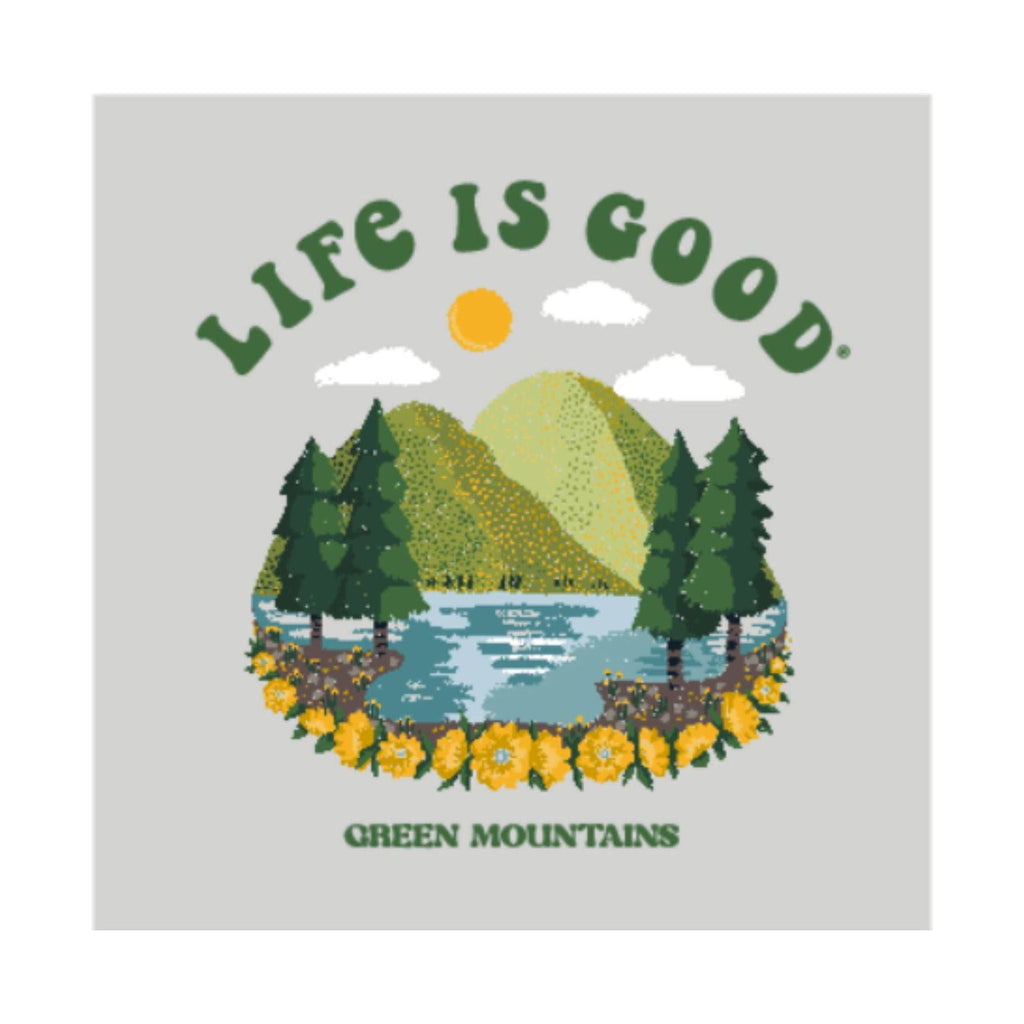 Life Is Good Women's Exclusive Green Mountains Tee - Grey/Green - Lenny's Shoe & Apparel