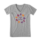 Life Is Good Women's Fall Colors V Neck Crusher Tee - Heather Grey - Lenny's Shoe & Apparel