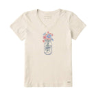 Life Is Good Women's Grateful Jar Crusher V Neck Tee - Putty White - Lenny's Shoe & Apparel
