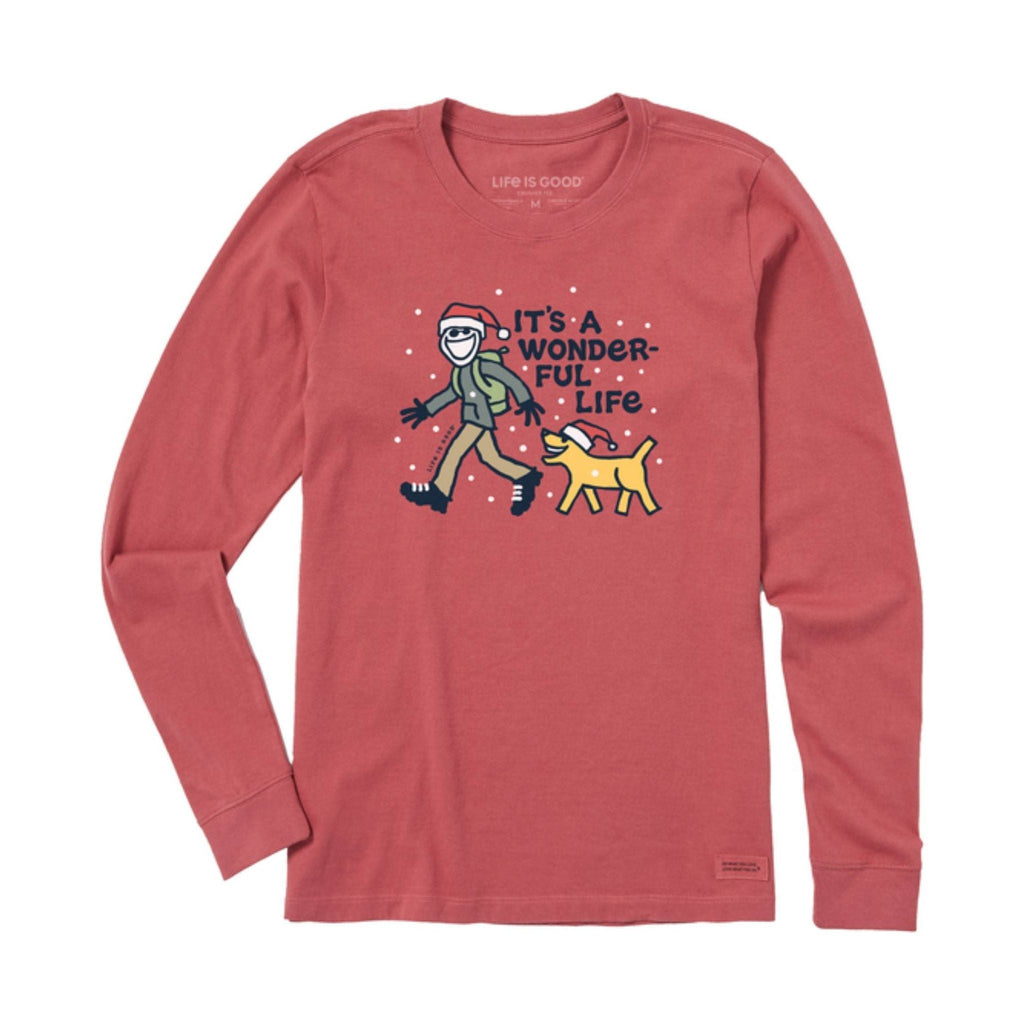 Life Is Good Women's Jake and Rocket Wonderful Life Long Sleeve Crusher Tee - Faded Red - Lenny's Shoe & Apparel