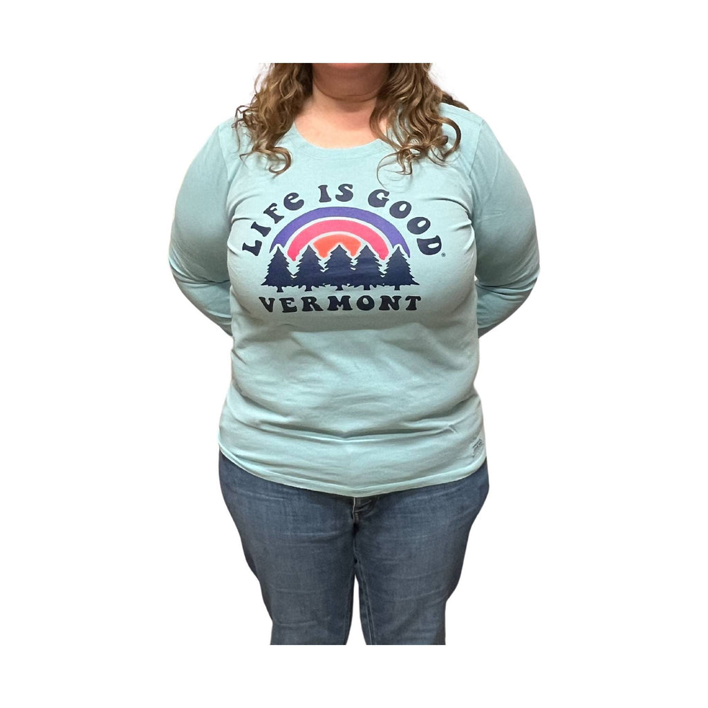Life Is Good Women's Vermont Exclusive Rainbow Pines Long Sleeve - Beach Blue - Lenny's Shoe & Apparel