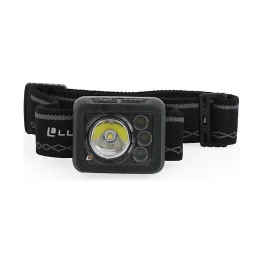 Black strap headlamp with a square front lamp and side buckle