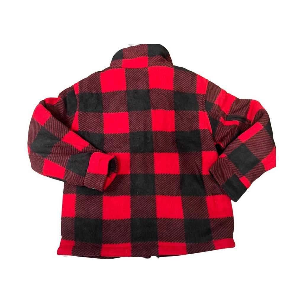 Maxxsel Kids Buffalo Plaid Printed Polar Fleece Jacket - Red - Lenny's Shoe & Apparel