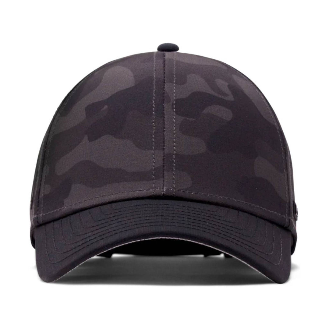 Dark camouflage baseball cap shown from the front