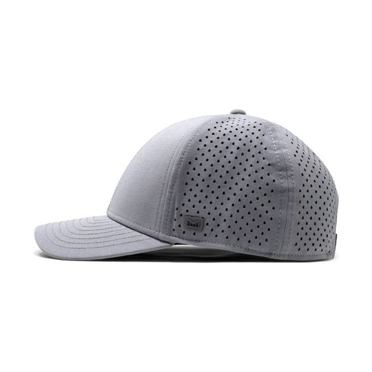 Light gray perforated baseball cap shown in side profile