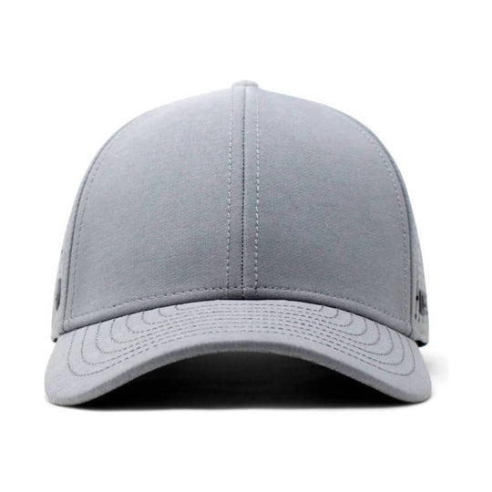 Light gray baseball cap shown front-on with a curved brim and tonal stitching