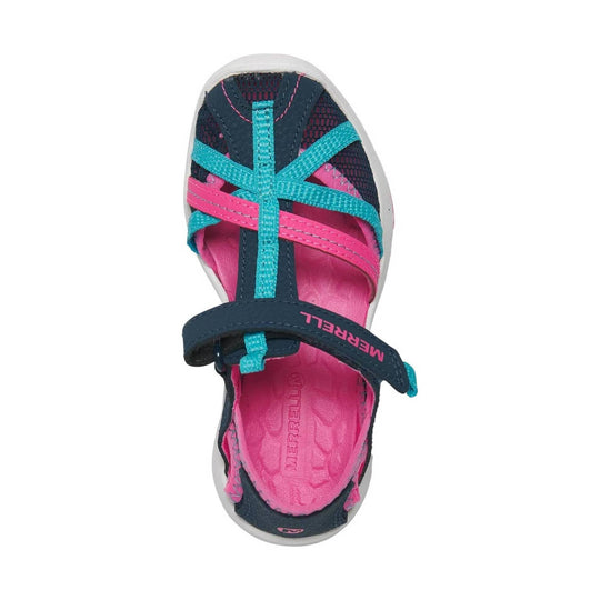 Kids' open-toe sandal with crisscross straps and hook-and-loop closure