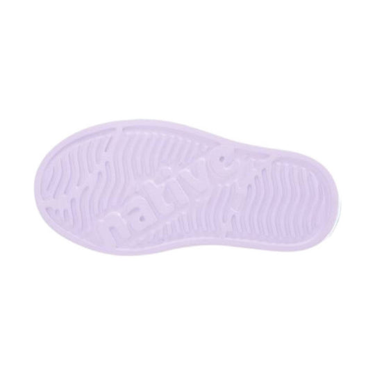 Light lavender translucent toddler shoe sole with wavy tread pattern