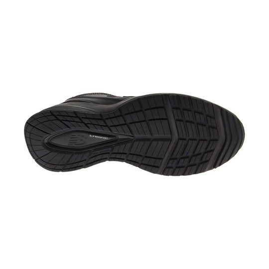 Black shoe outsole with tread pattern and slip-resistant marking