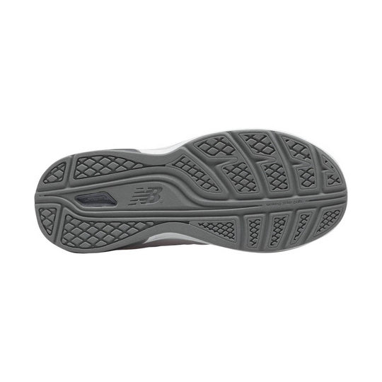 Gray sneaker outsole with New Balance logo and tread pattern