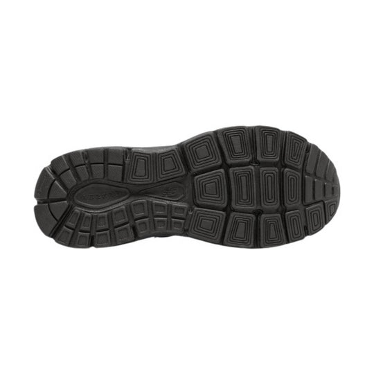 Black shoe outsole with segmented tread pattern