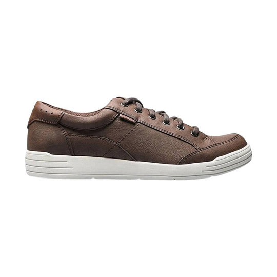 Brown low-top lace-up sneaker with a white platform sole