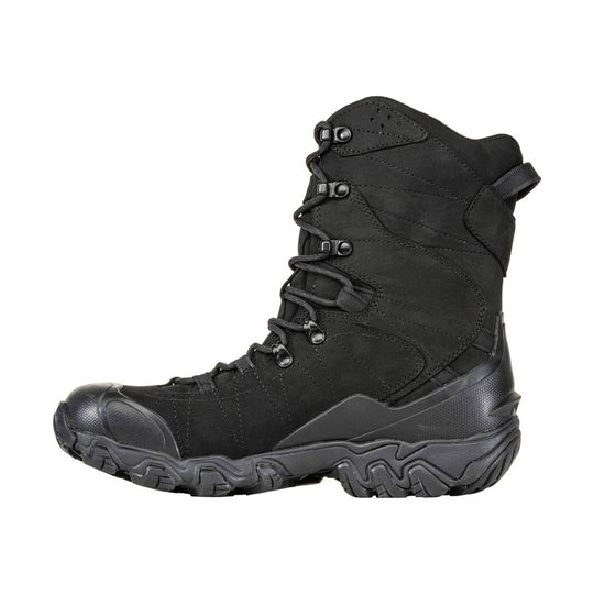 Black insulated winter boot with lace-up front, reinforced toe, and thick lugged sole