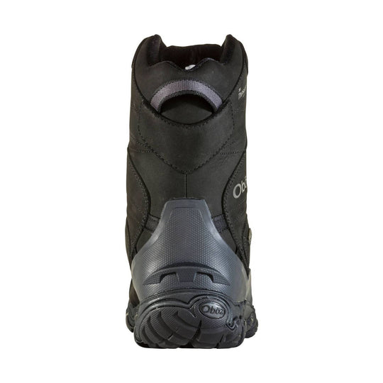 Black insulated waterproof hiking boot shown from the back