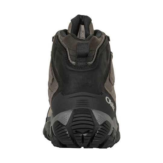 Black and gray mid-height hiking boot shown from the back