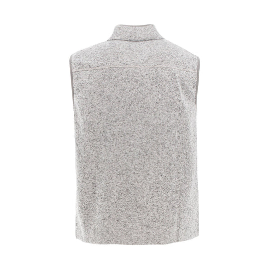 Light gray heathered sleeveless fleece vest shown from the back