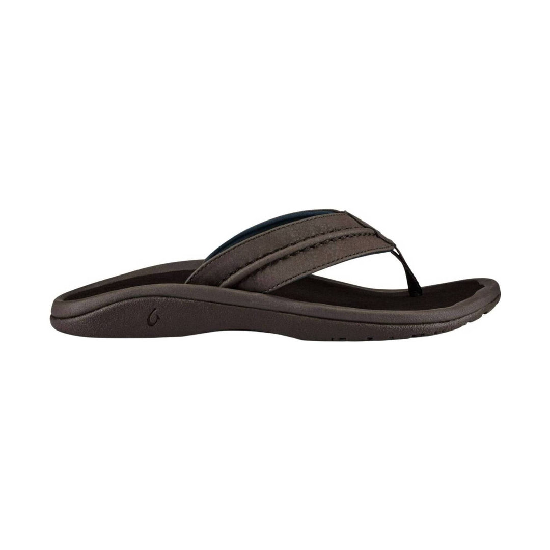 Brown thong sandal with cushioned sole and stitched strap