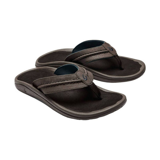 Brown thong sandals with molded footbeds and wide straps