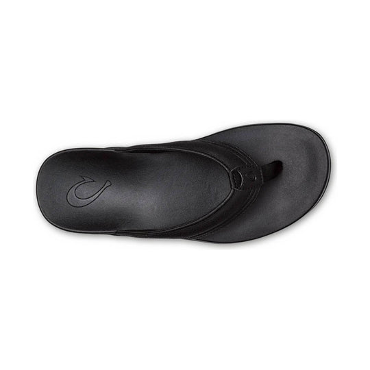 Black thong sandal with a molded footbed and stitched strap detail