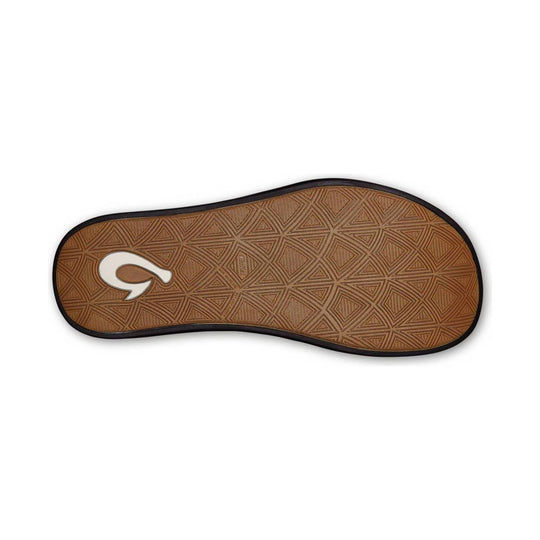 Brown sandal outsole with geometric tread pattern and black edge