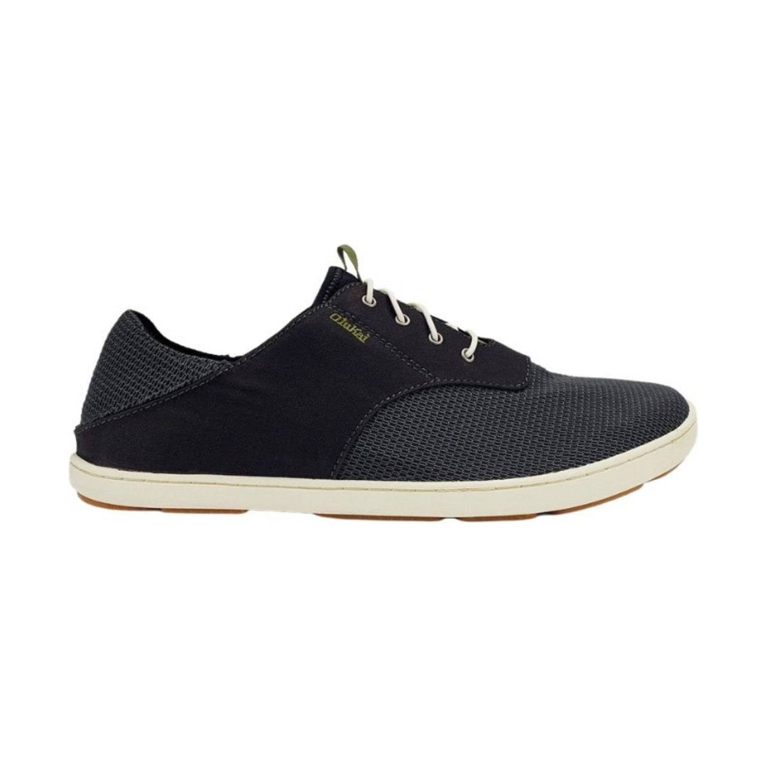 Black mesh lace-up casual shoe with a white sole