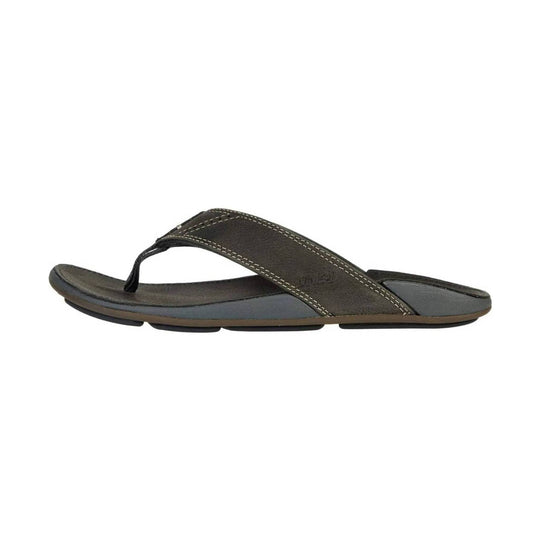 Brown flip-flop sandal with a dark thong strap and stitched upper