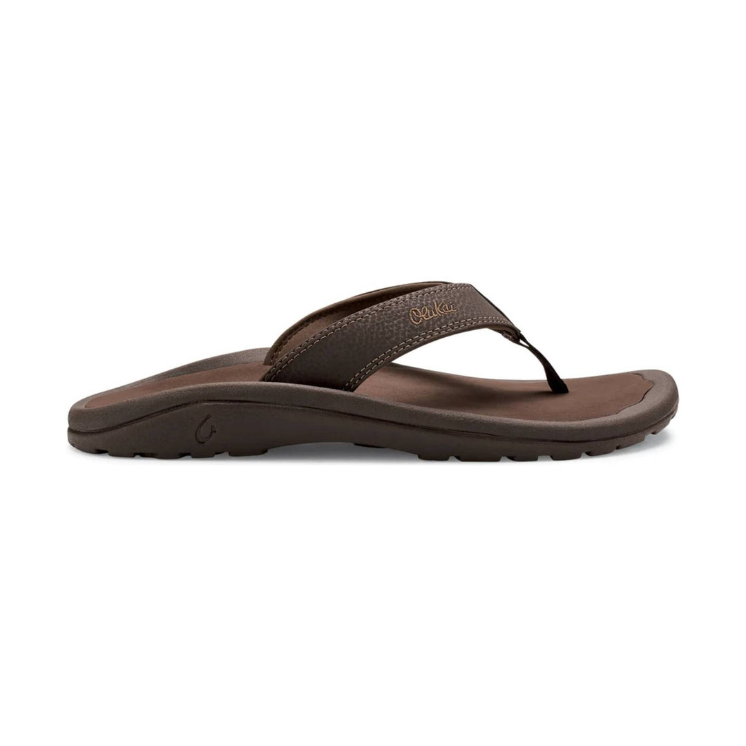Brown thong sandal with textured strap and contoured footbed