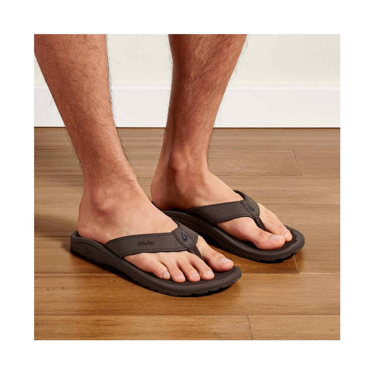 Dark brown thong sandals with contoured soles and wide straps