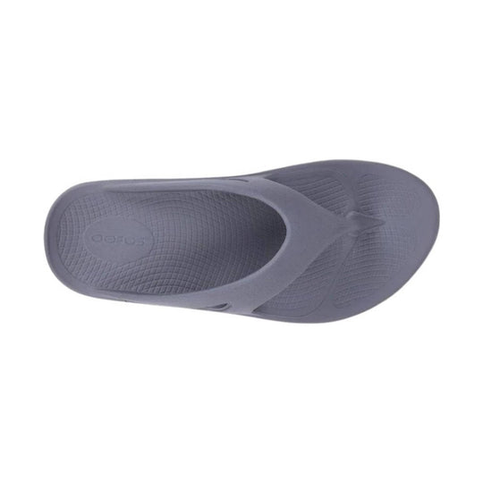 Gray foam flip-flop sandal viewed from above