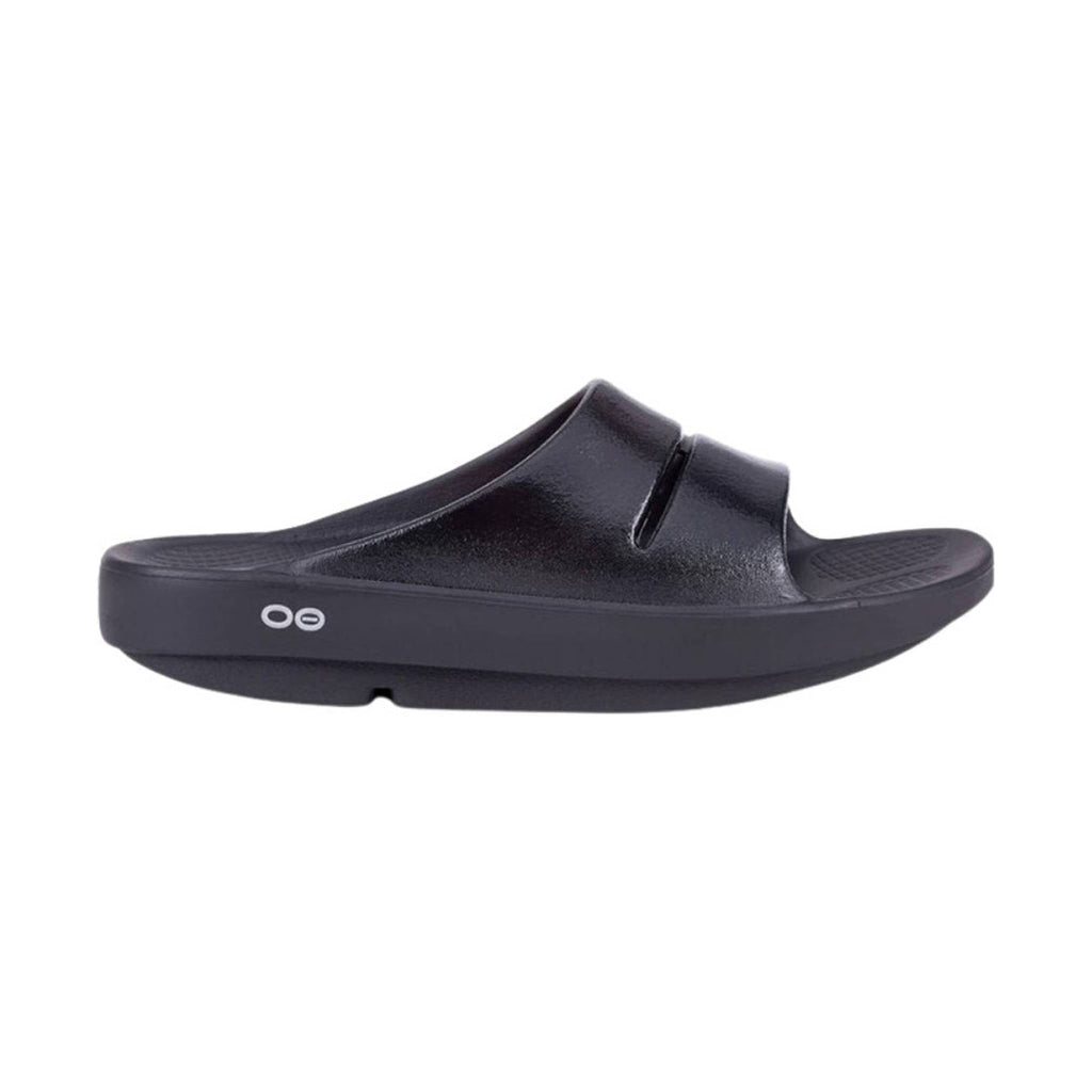 OOfos Women's OOahh Luxe Slide - Glossy Black - Lenny's Shoe & Apparel